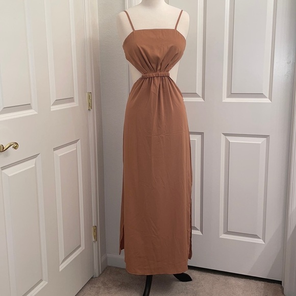 HYFVE nude cutout long dress with double slits in women’s size small - Picture 2 of 16